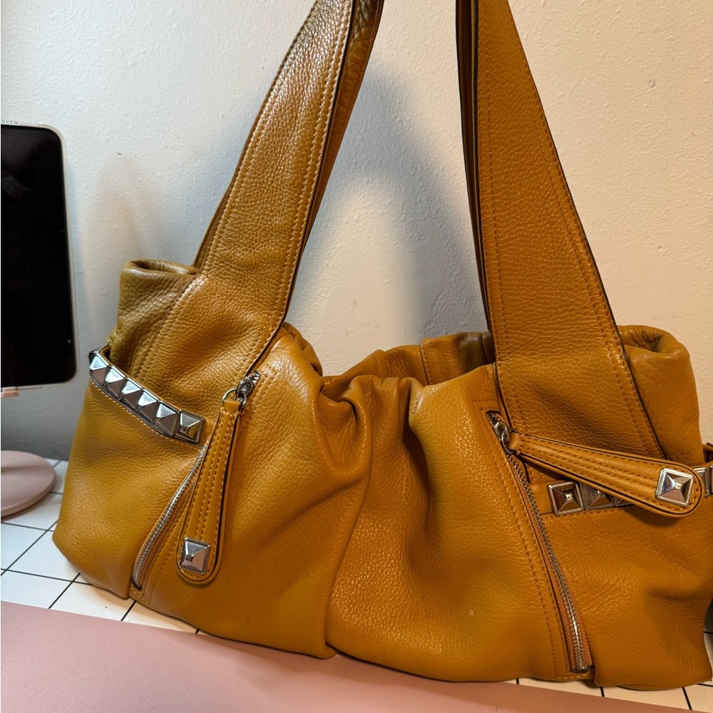 B Makowsky Mustard Yellow Shoulder Bag